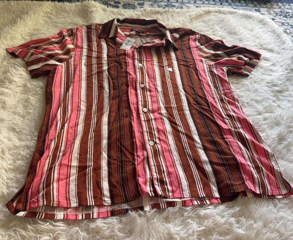 Express Men's Short Sleeve Striped Button Down Shirt Size‎ M